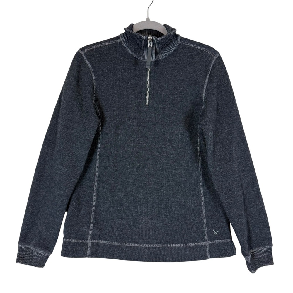 Eddie Bauer Sweater Womens Small Gray Knit 1/4 Zip Mock Neck Pullover Casual